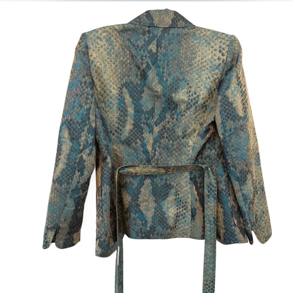Lafayette 148 New York Teal and Beige Snake Print Blazer